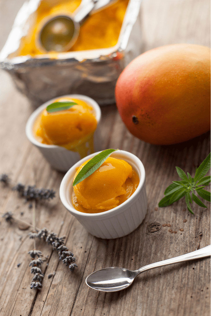Mango and lime sorbet