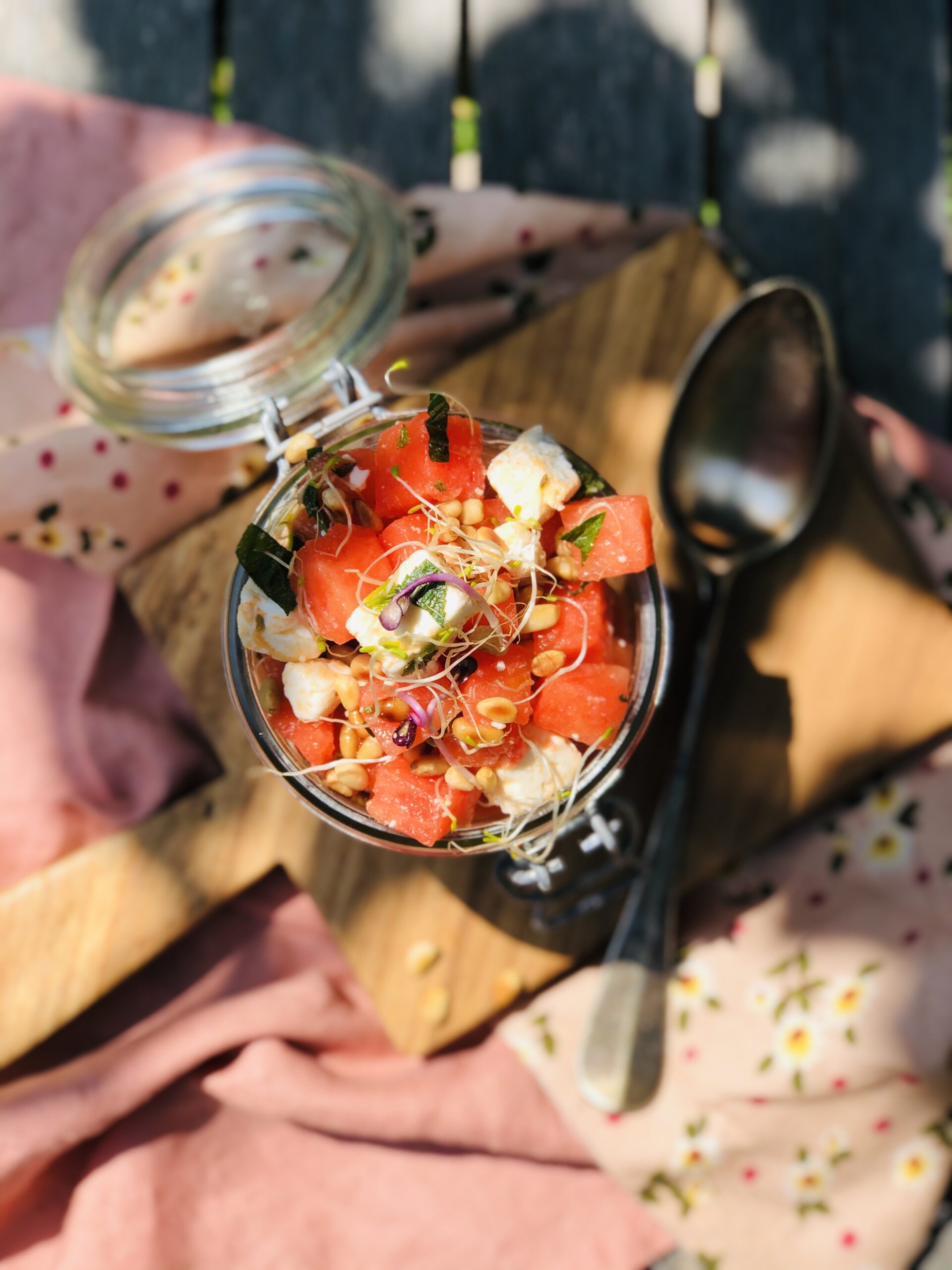 Watermelon salad with feta cheese