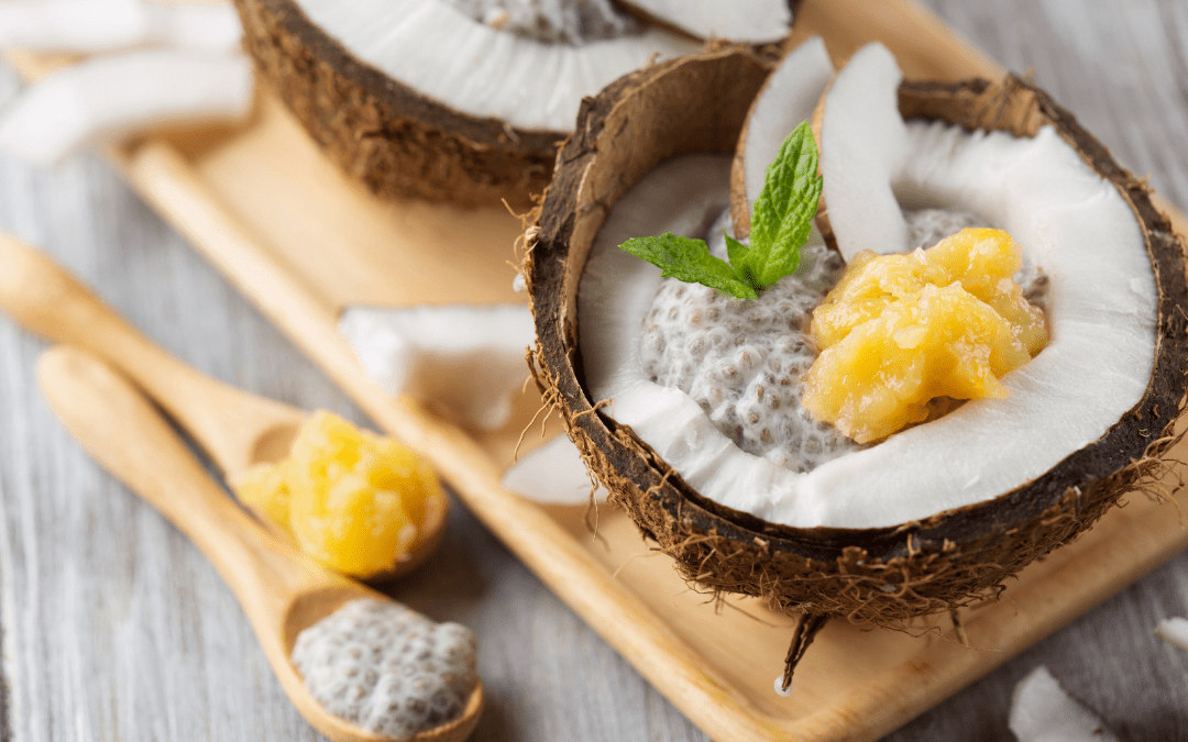 Chia, coconut, and pineapple pudding